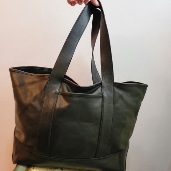 J. Crew Montauk Black Leather Tote Bag - Picture 5 of 12